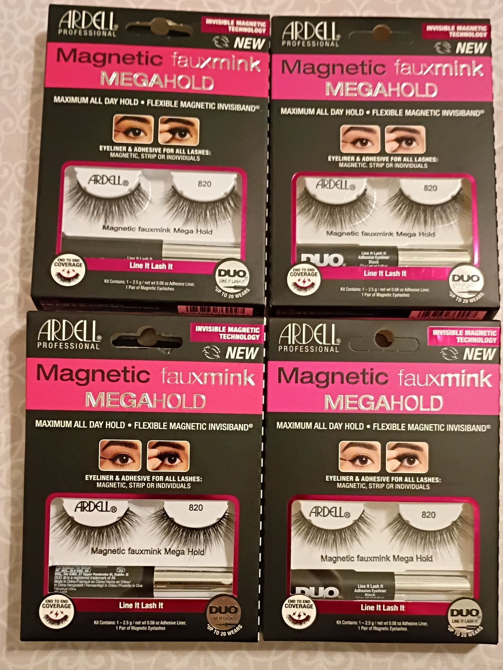 Ardell Magnetic Faux Mink Lashes with Duo Adhesive #820 4pk Bundle